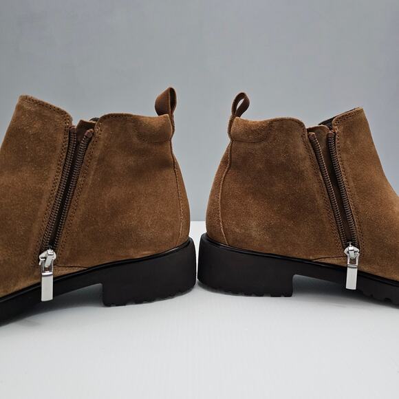 Munro Rourke Ankle Bootie Size 9 NARROW Tobacco Suede Side Zip Water Resistant - Picture 4 of 15